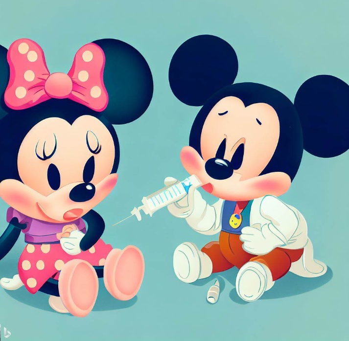 주사맞는 생쥐(made by Bing)