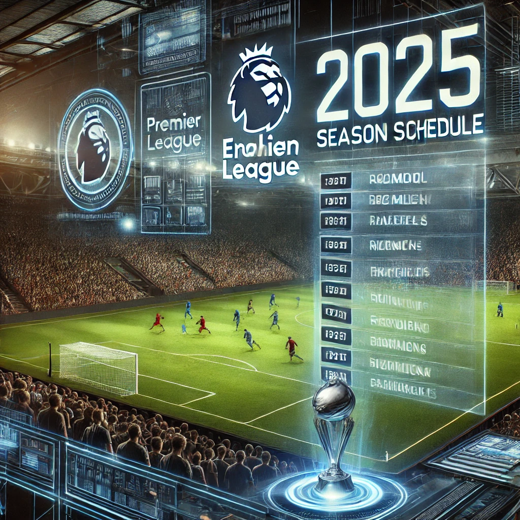 EPL 경기 일정 & 빅 매치 분위기를 표현하는 하이테크 스포츠 그래픽 AI이미지사진.
디지털 경기 일정 보드 & 빅 매치 정보,
미래형 EPL 경기장 & 열광하는 팬들,
역동적인 경기 장면 & 경쟁적인 분위기