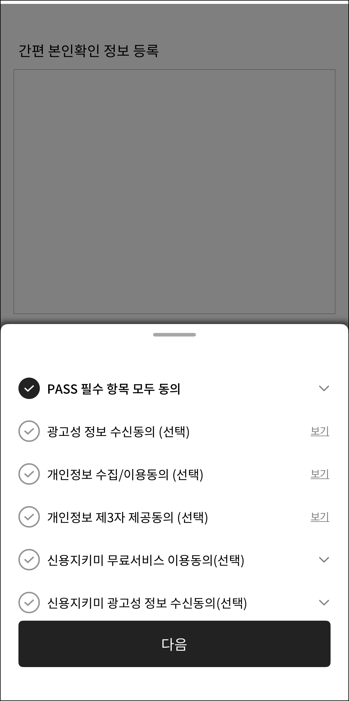 PASS 서비스 이용약관 동의