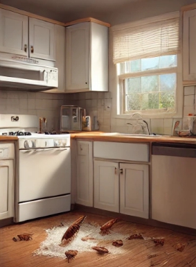 주방에 많은 바퀴벌레