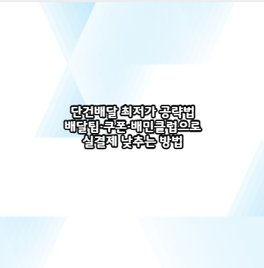 단건배달 최저가 공략법 배달팁·쿠폰·배민클럽으로 실결제 낮추는 방법