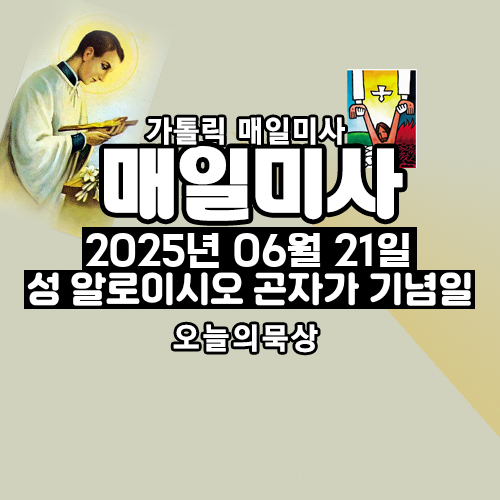 2025년 6월 21일 매일미사 성 알로이시오 곤자가 기념일 오늘의 묵상