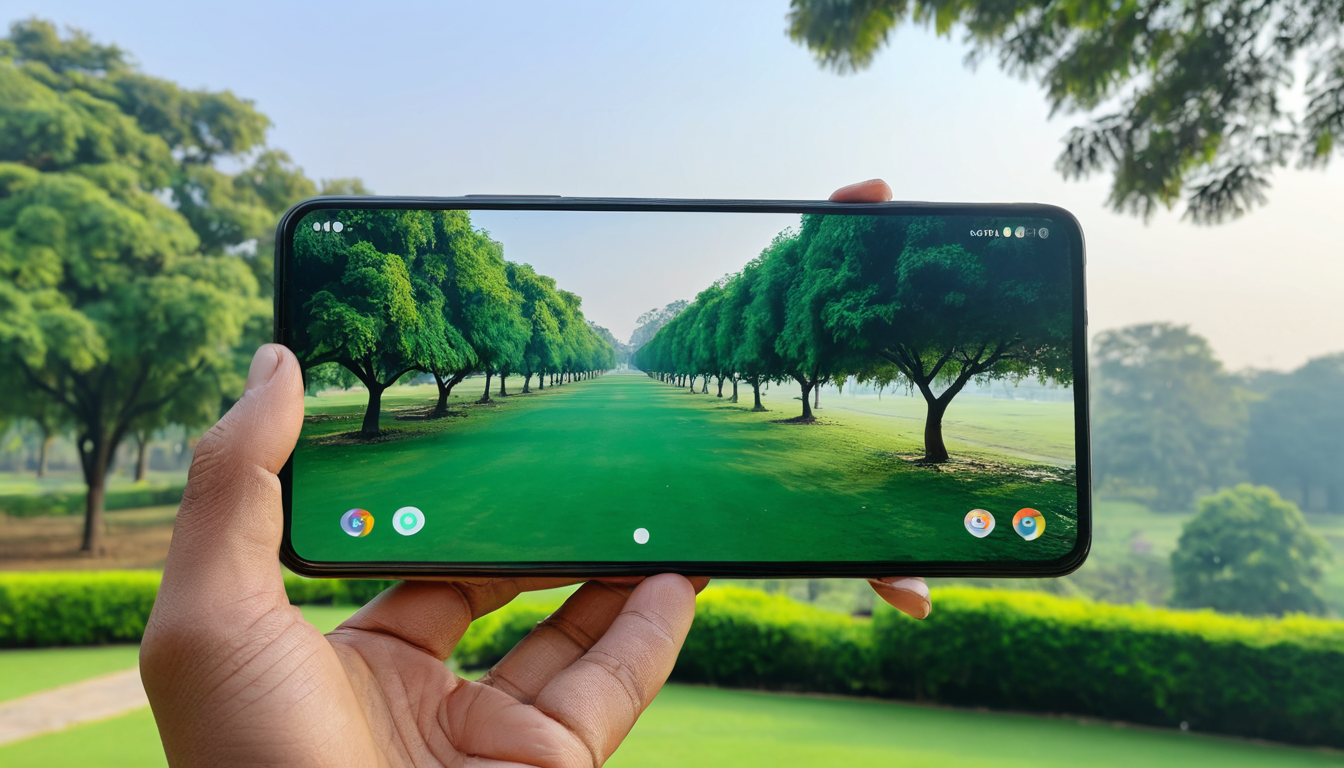 Realme Narzo 60x smartphone capturing vivid photos, showcasing its 64MP main camera.