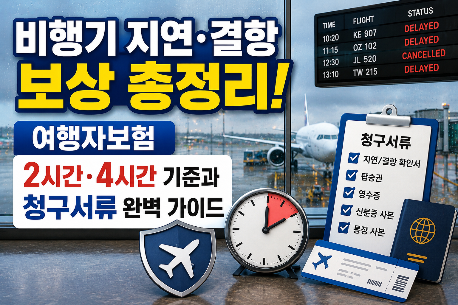 비행기 지연&middot;결항 보상 총정리! 여행자보험 2시간&middot;4시간 기준과 청구서류 완벽 가이드 관련 사진