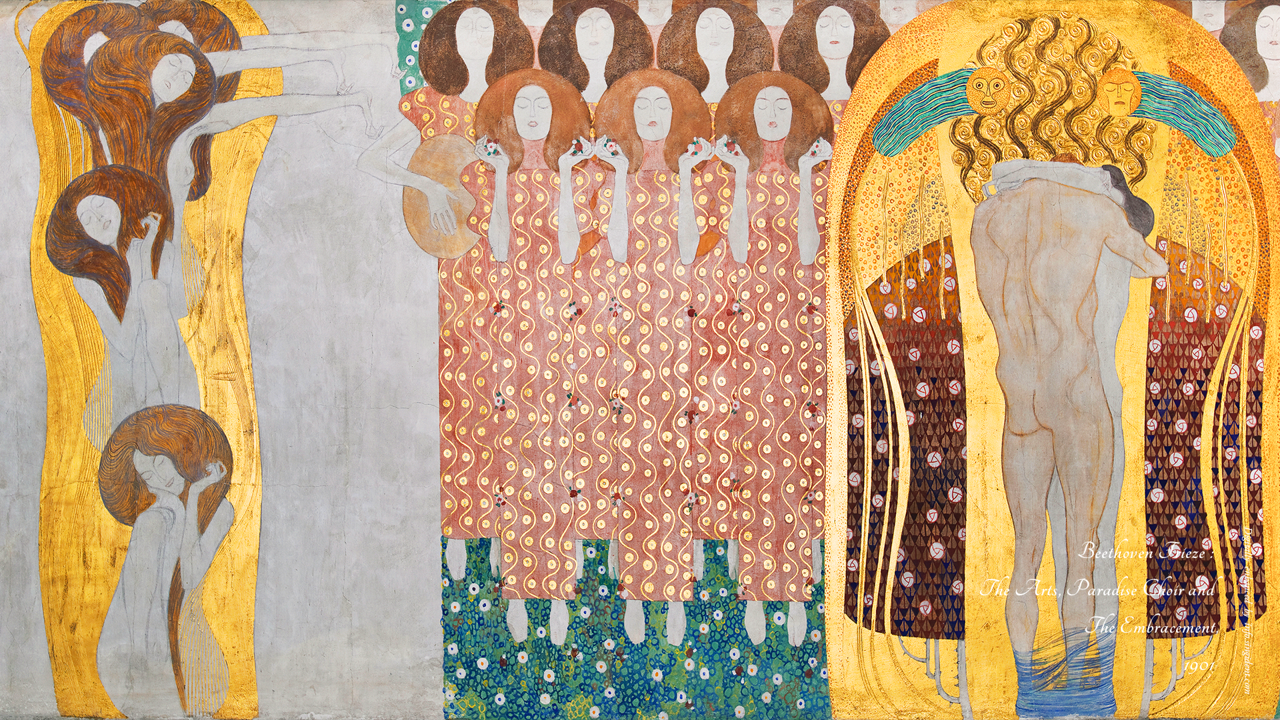04 베토벤 프리즈, 예술, 천국의 합창단, 포옹 C - Gustav Klimt 클림트배경화면