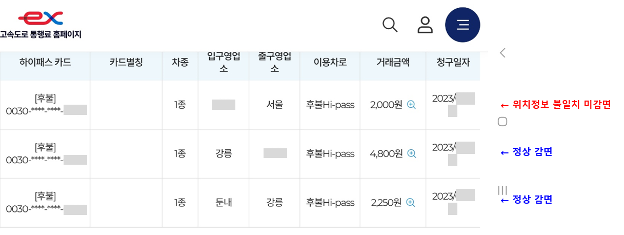 고속도로-통행료-홈페이지-감면내역-확인
