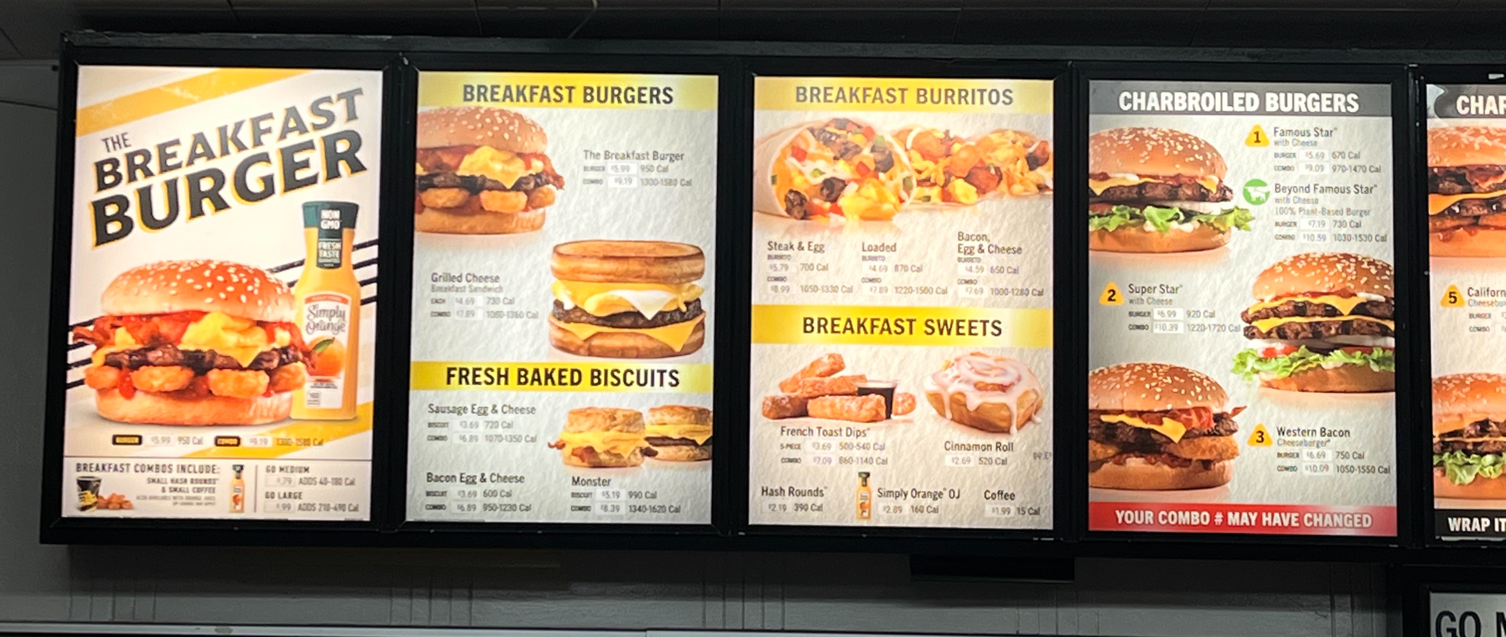 칼스주니어 버거 메뉴