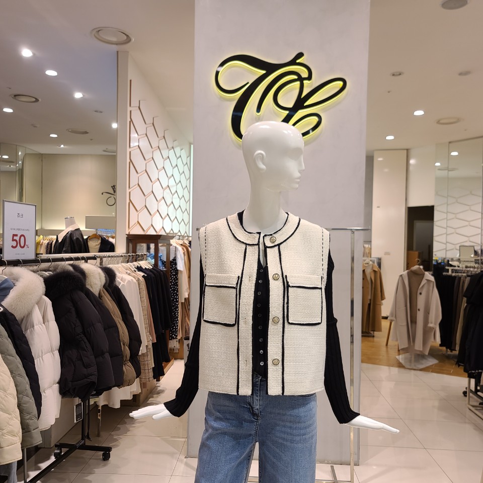 ZOOC 쥬크 라인 배색 트위드베스트 v221psb901