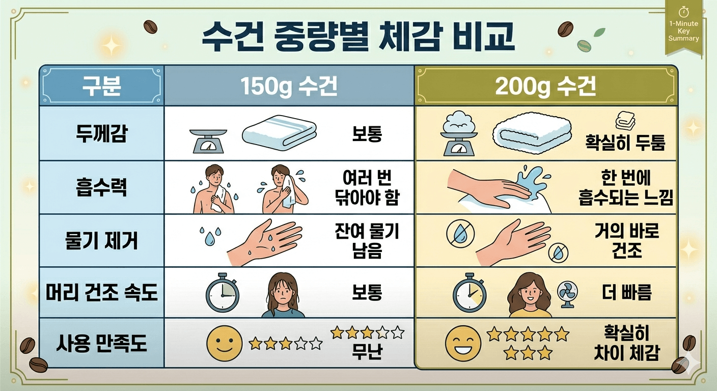 호텔 수건 과 일반 수건 비교