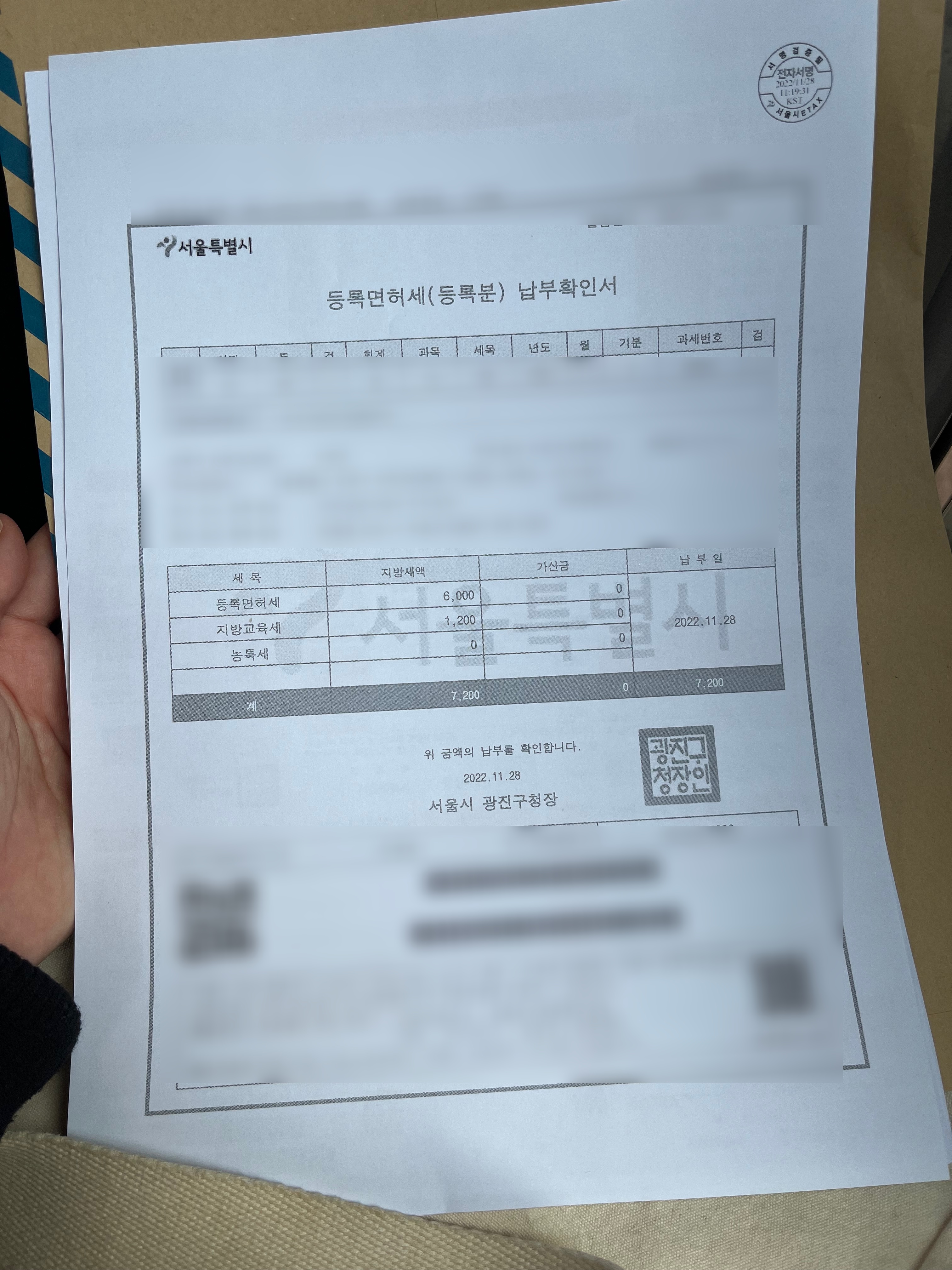 부기등기 등록면허세 납부확인서