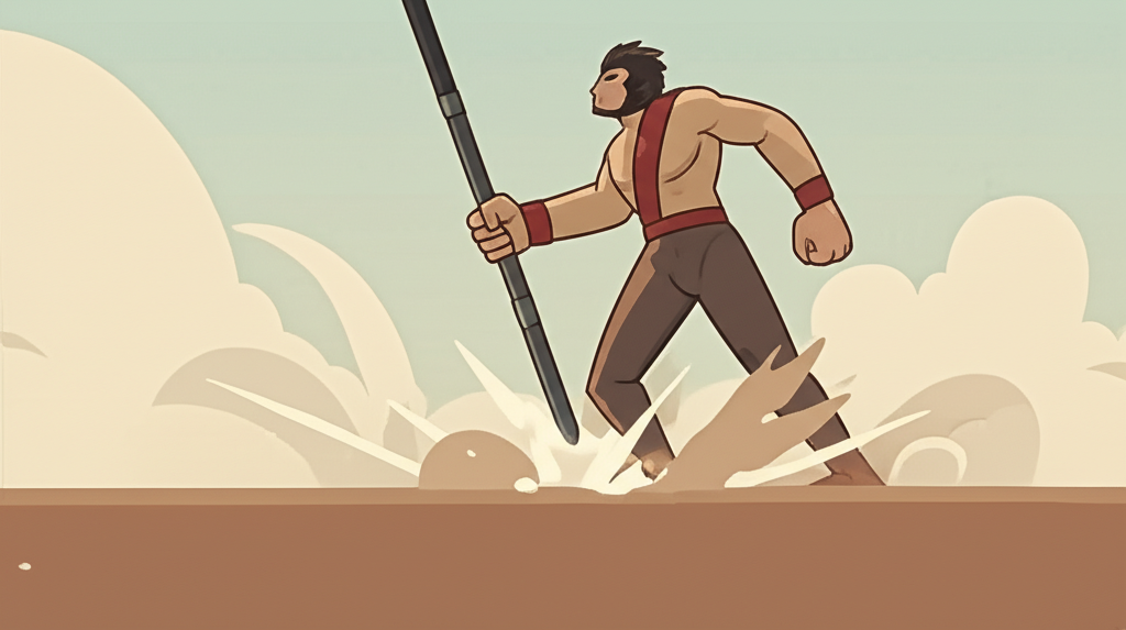 오공의 강력한 내려치기 자세