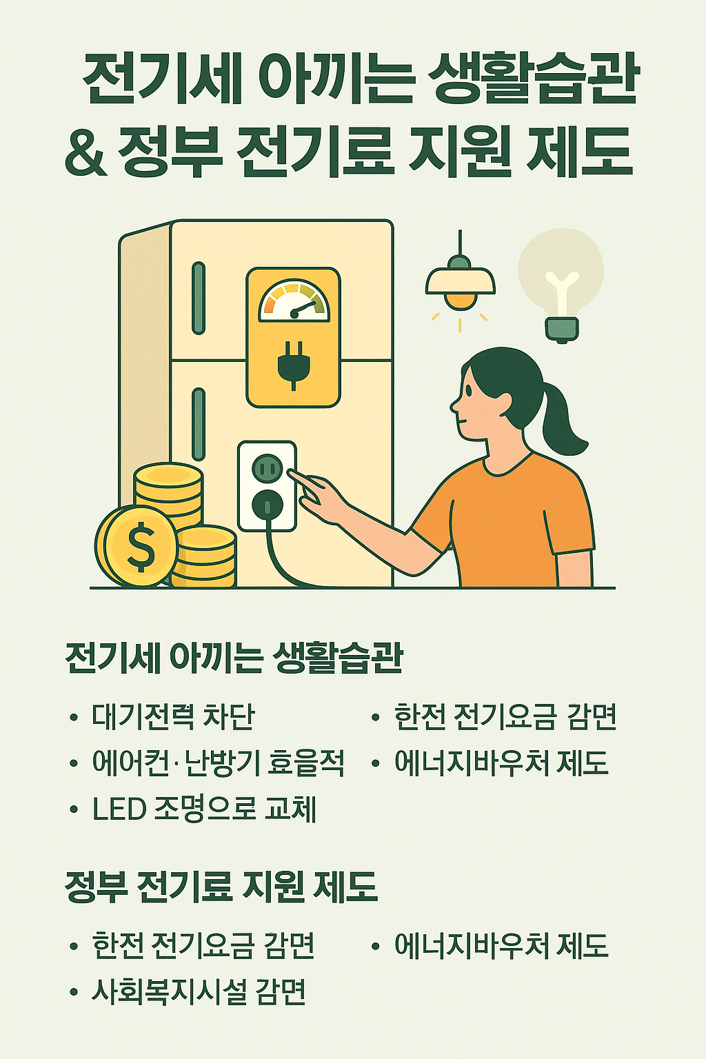 전기세 아끼는 생활습관 &amp; 정부 전기료 지원 제도 총정리