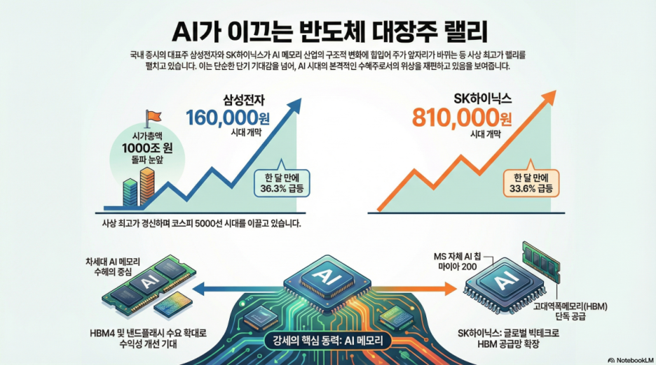 삼전 하아닉스 반도체 대장주 (구글노트북 LM 이투데이에서)