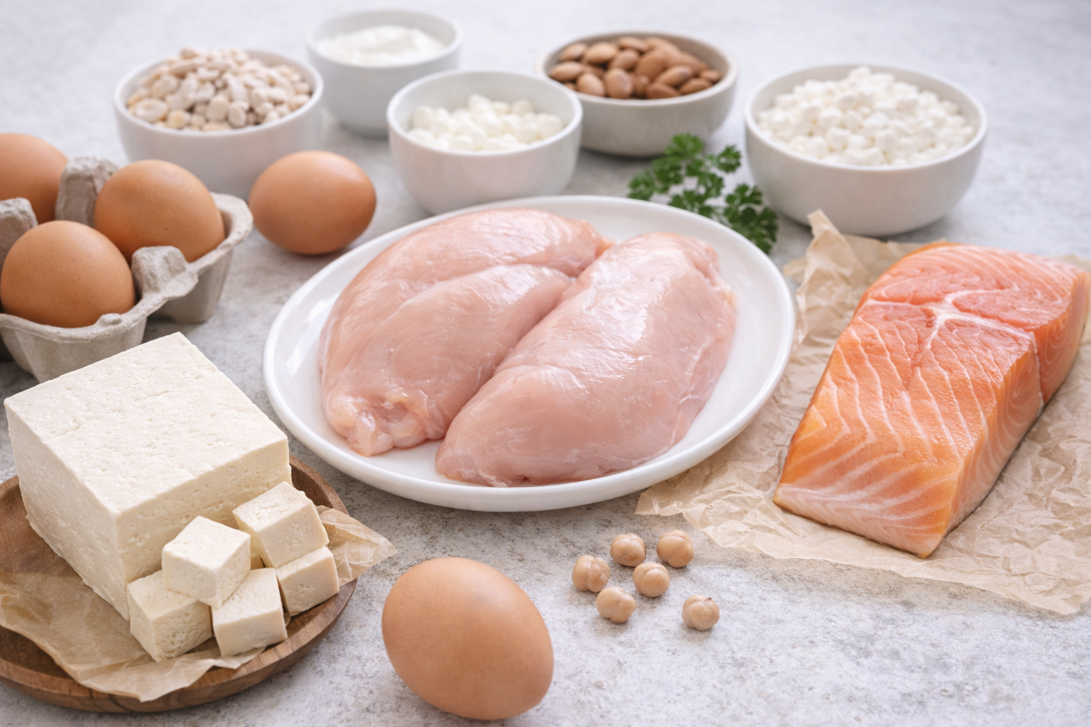 단백질 하루 권장량 채우는 음식, 계란 닭가슴살 연어 두부 소고기