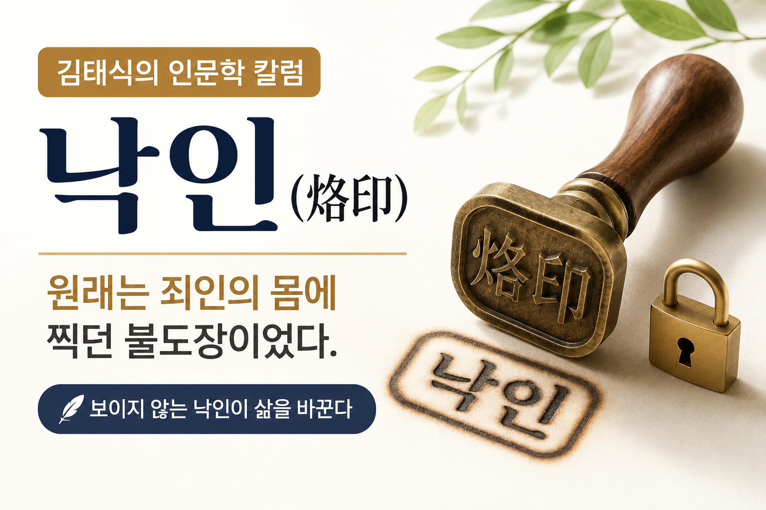김태식의 인문학 칼럼 – 낙인(烙印)에 대하여