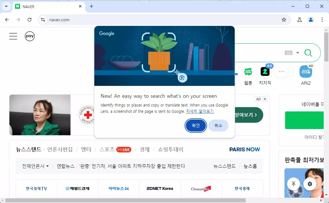크롬 브라우저 구글 렌즈를 모든 사이트에서 사용하는 방법 캡쳐 4