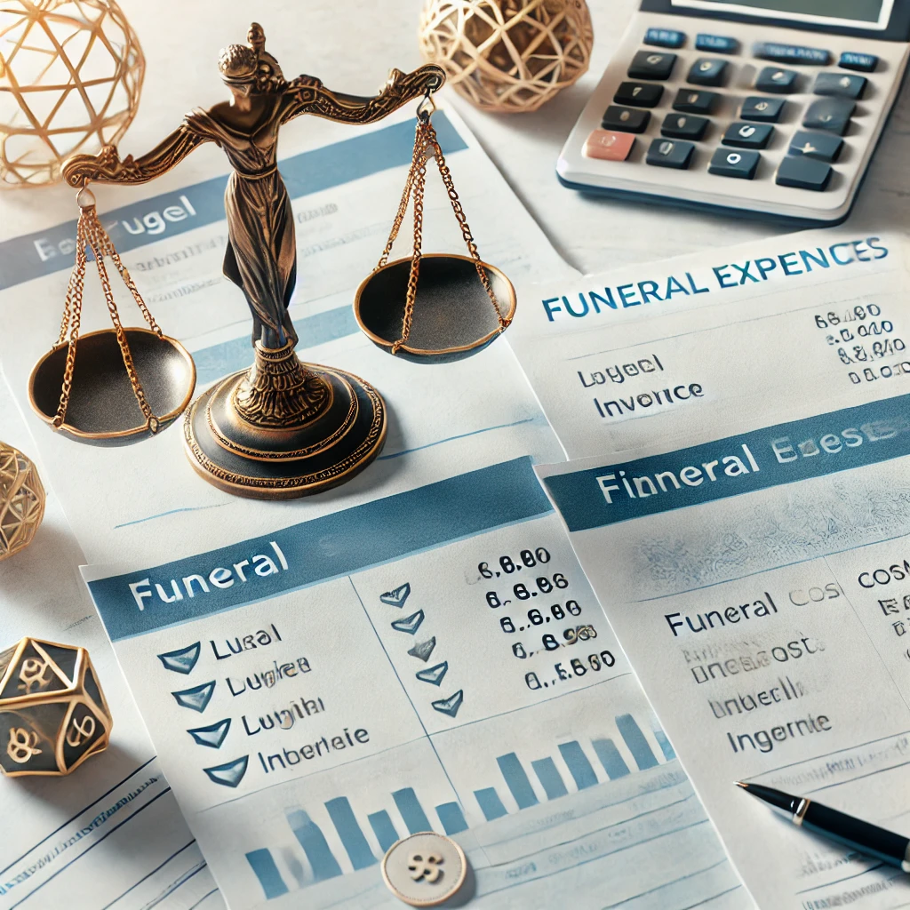 장례비용을 다루는 문서와 상속 재산 관련 법적 서류