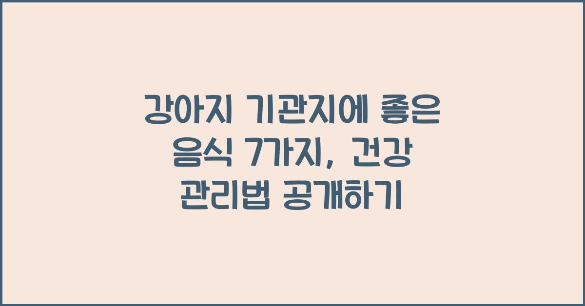 강아지 기관지에 좋은 음식 7가지, 건강 관리법 공개