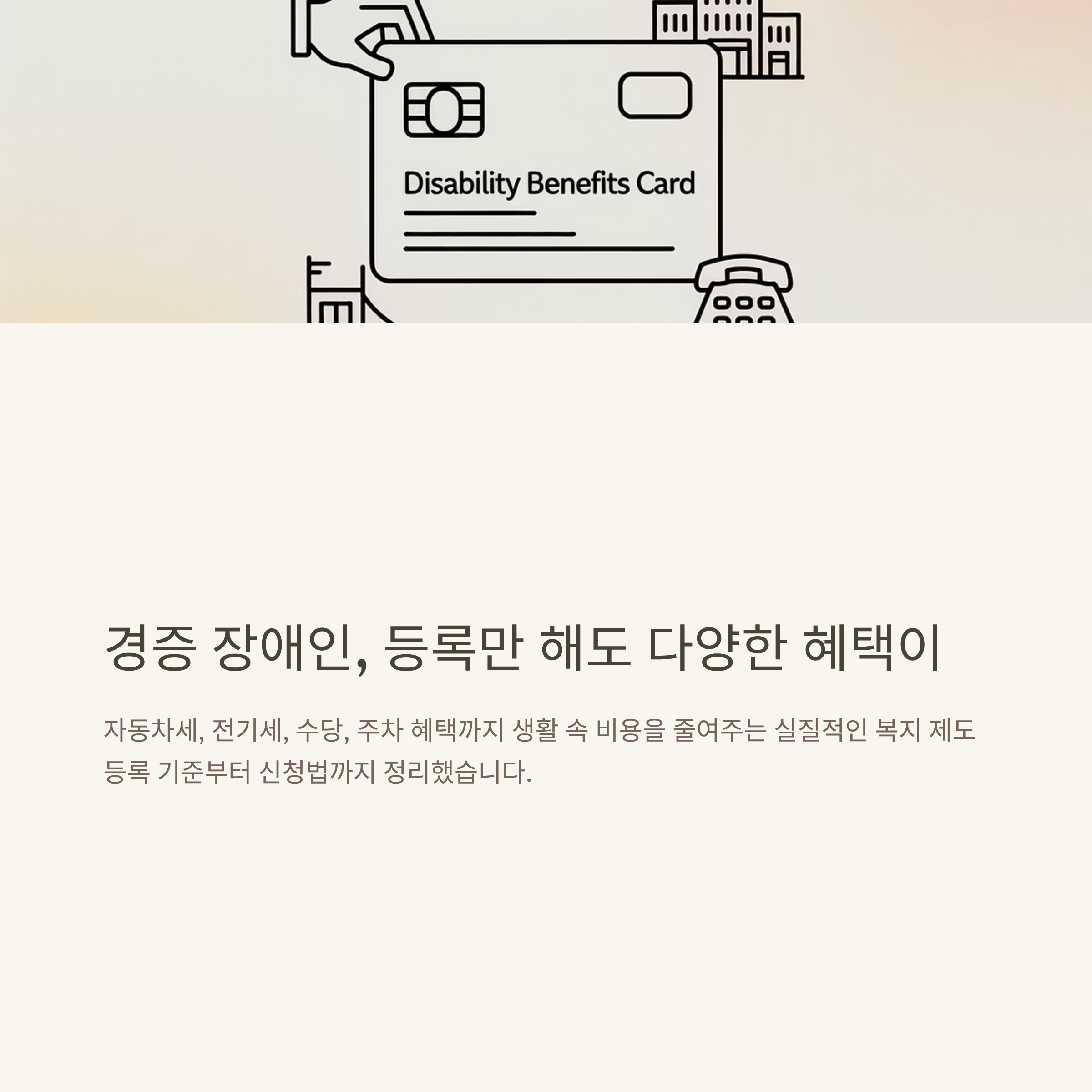 경증 장애인 혜택 총정리 – 기준, 수당, 자동차·주차·전기세 등 실사용 경험과 꿀팁