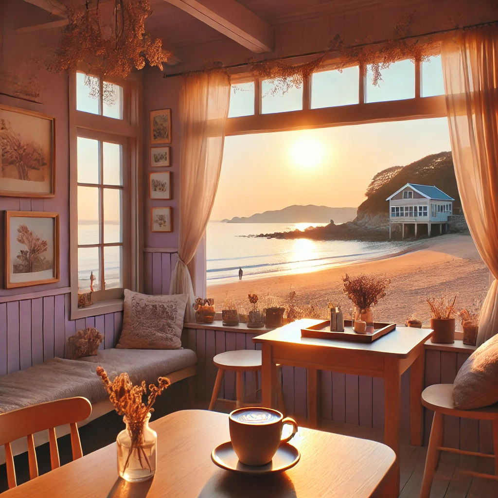 대부도 감성카페의 바다 앞 풍경