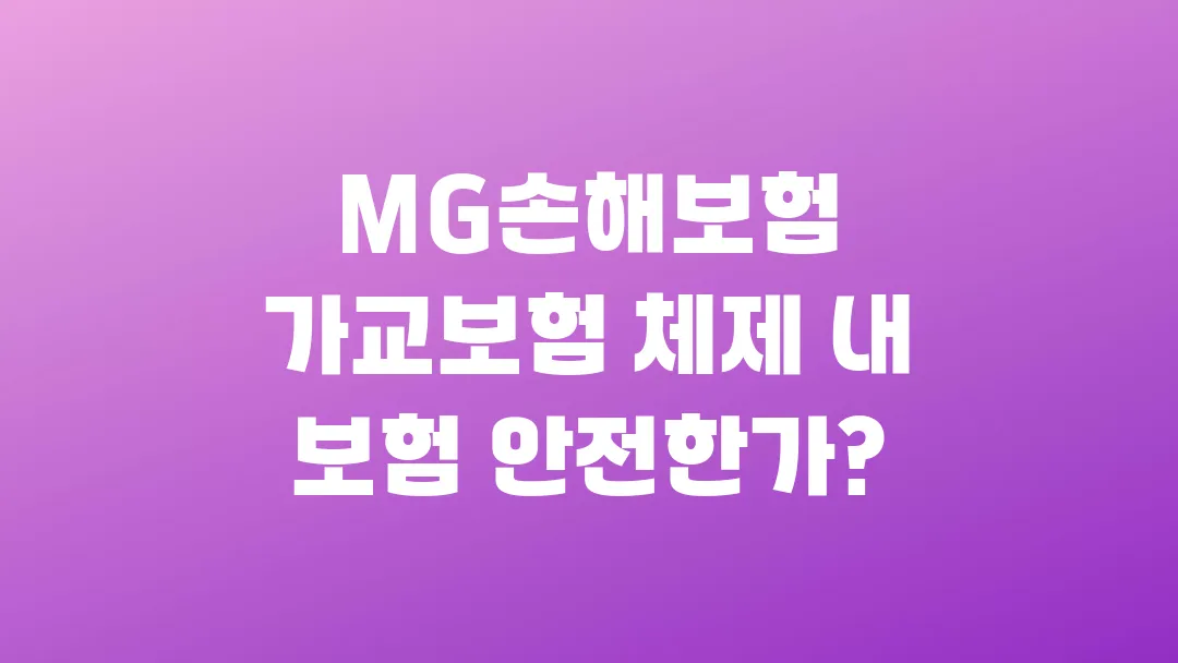 MG손해보험 가교보험 체제 내 보험 안전한가?
