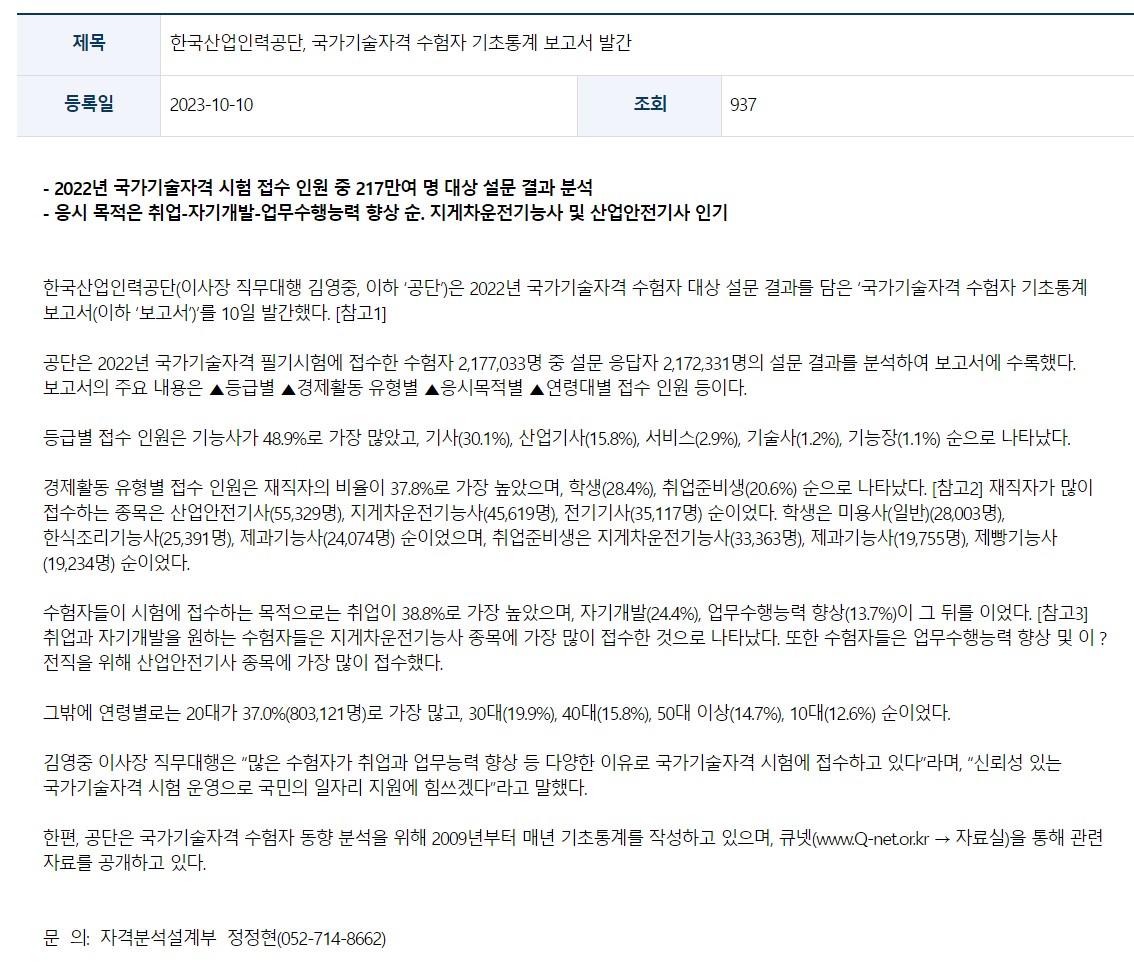 국가기술자격증 순위