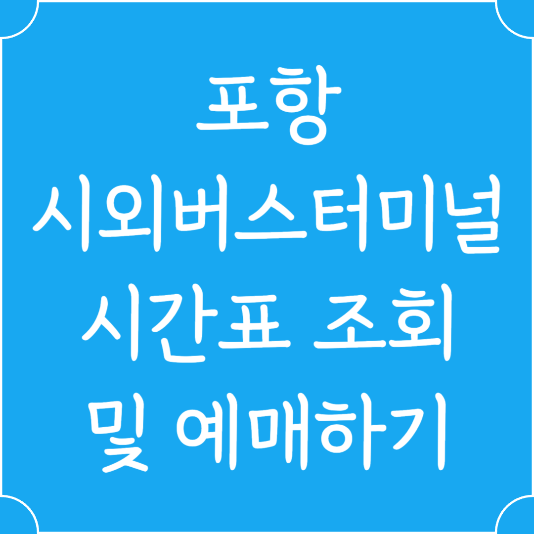 포항 시외버스터미널 시간표조회 및 예매하기