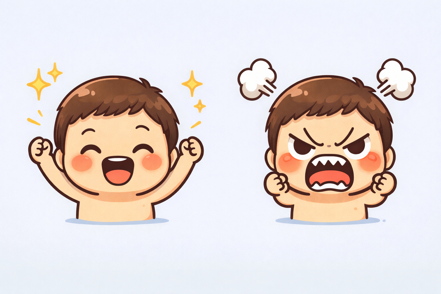 귀여운 아이 캐릭터 웃기도 하고 화내기도 한다