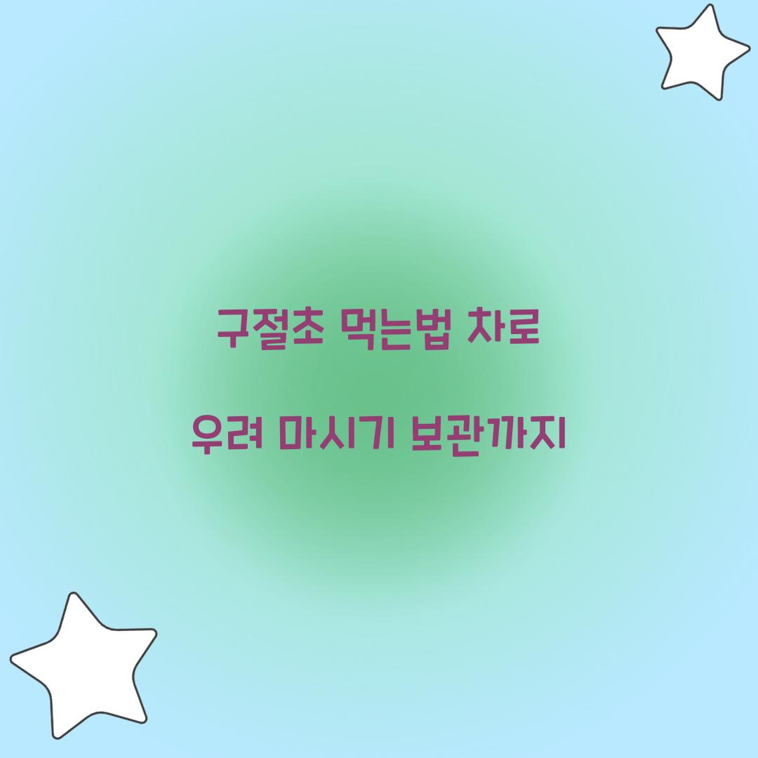 구절초 먹는법