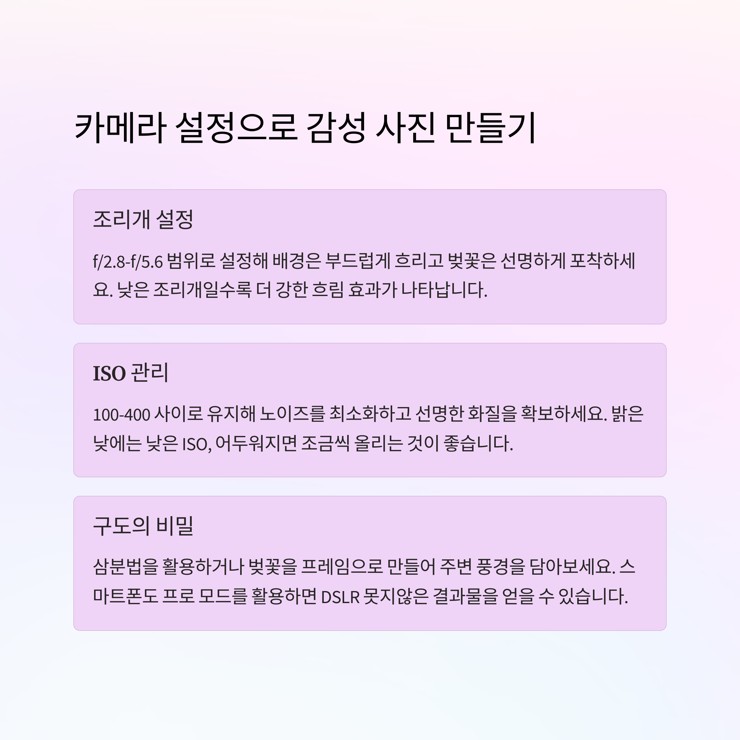 카메라 설정으로 감성 사진 만들기
