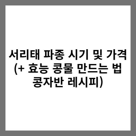 서리태 파종 시기 및 가격 (+ 효능 콩물 만드는 법 콩자반 레시피)