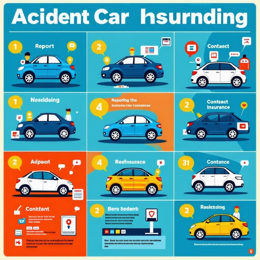 사고 발생 시 다이렉트 자동차 보험의 사고 처리 절차를 설명하는 이미지