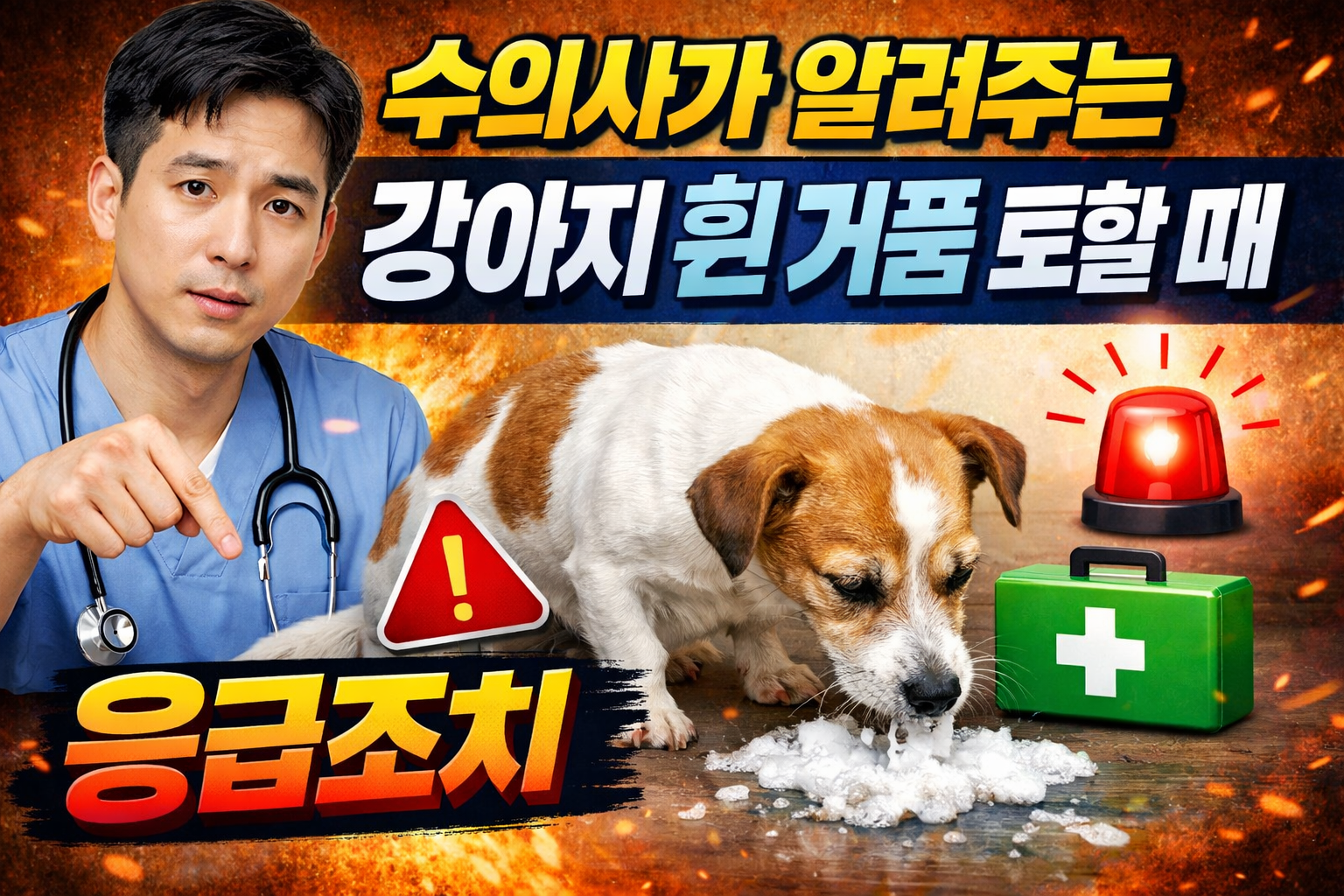 강아지 흰 거품 토할 때