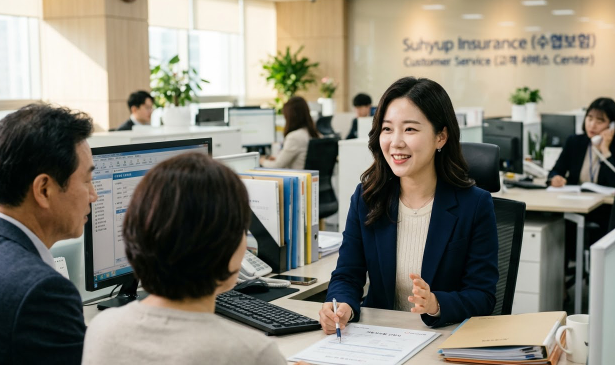 교통사고 이후 걱정되는 마음으로 상담받고 있는 모습
