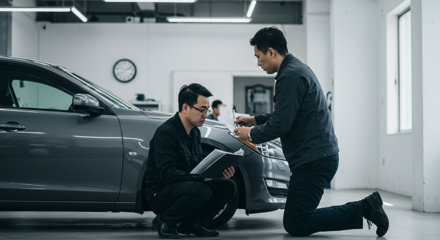자동차 검사 장면