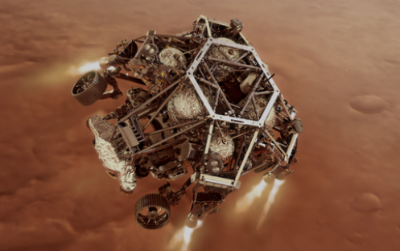 화성에 착륙하는 퍼서비어런스 