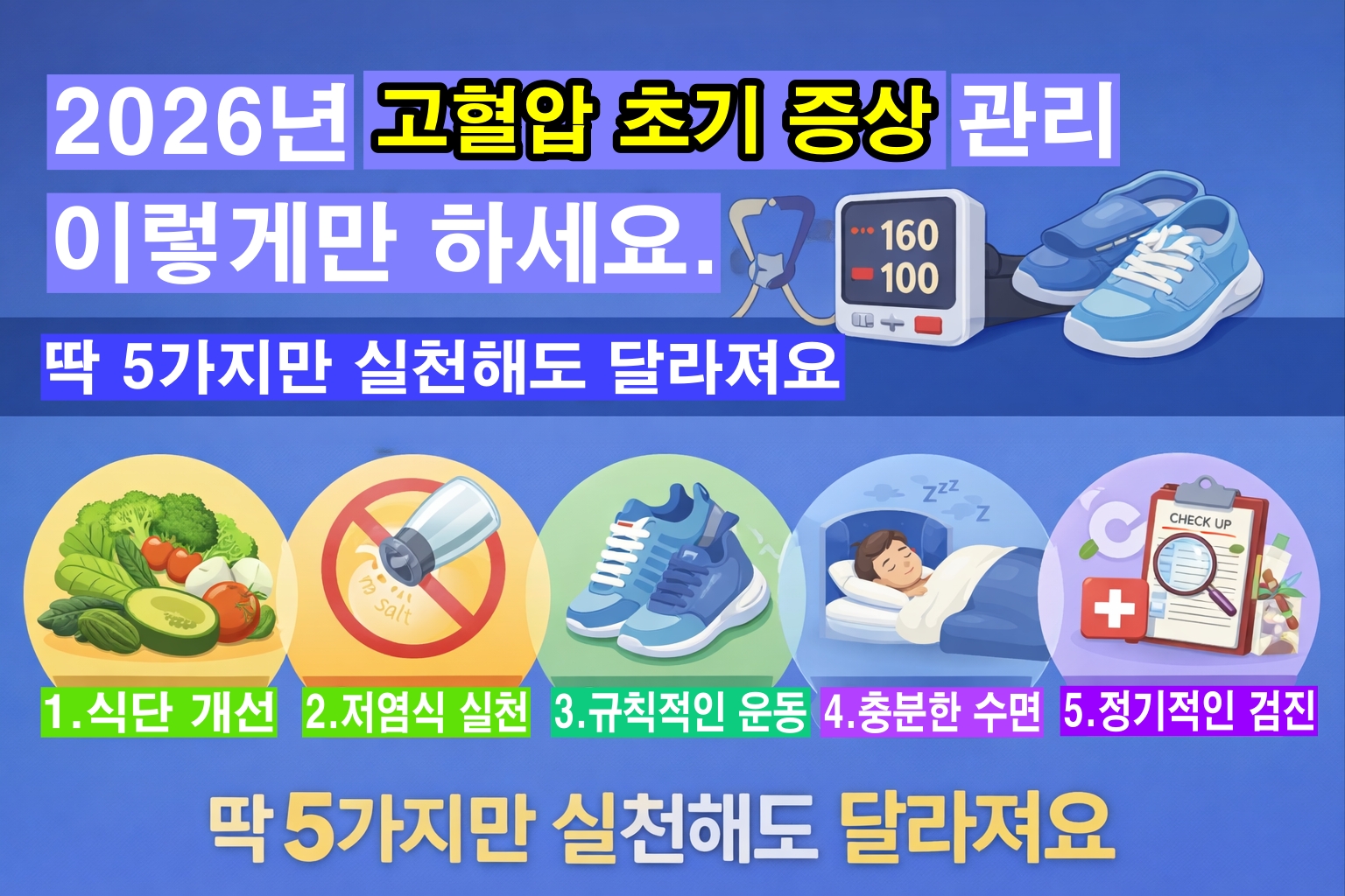 2026년 고혈압 초기 증상 관리 이렇게만 하세요. 🩺 ❘ 딱 5가지만 실천해도 달라져요.