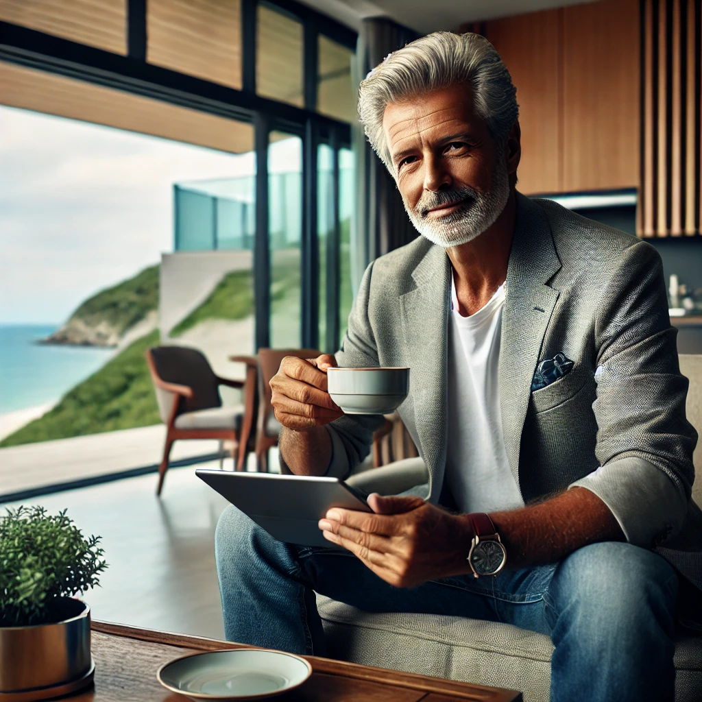 금전적으로 여유로운 노후를 보내는 남자