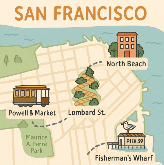 샌프란시스코 여행 지도 사진