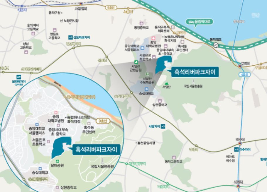 흑석자이-지도