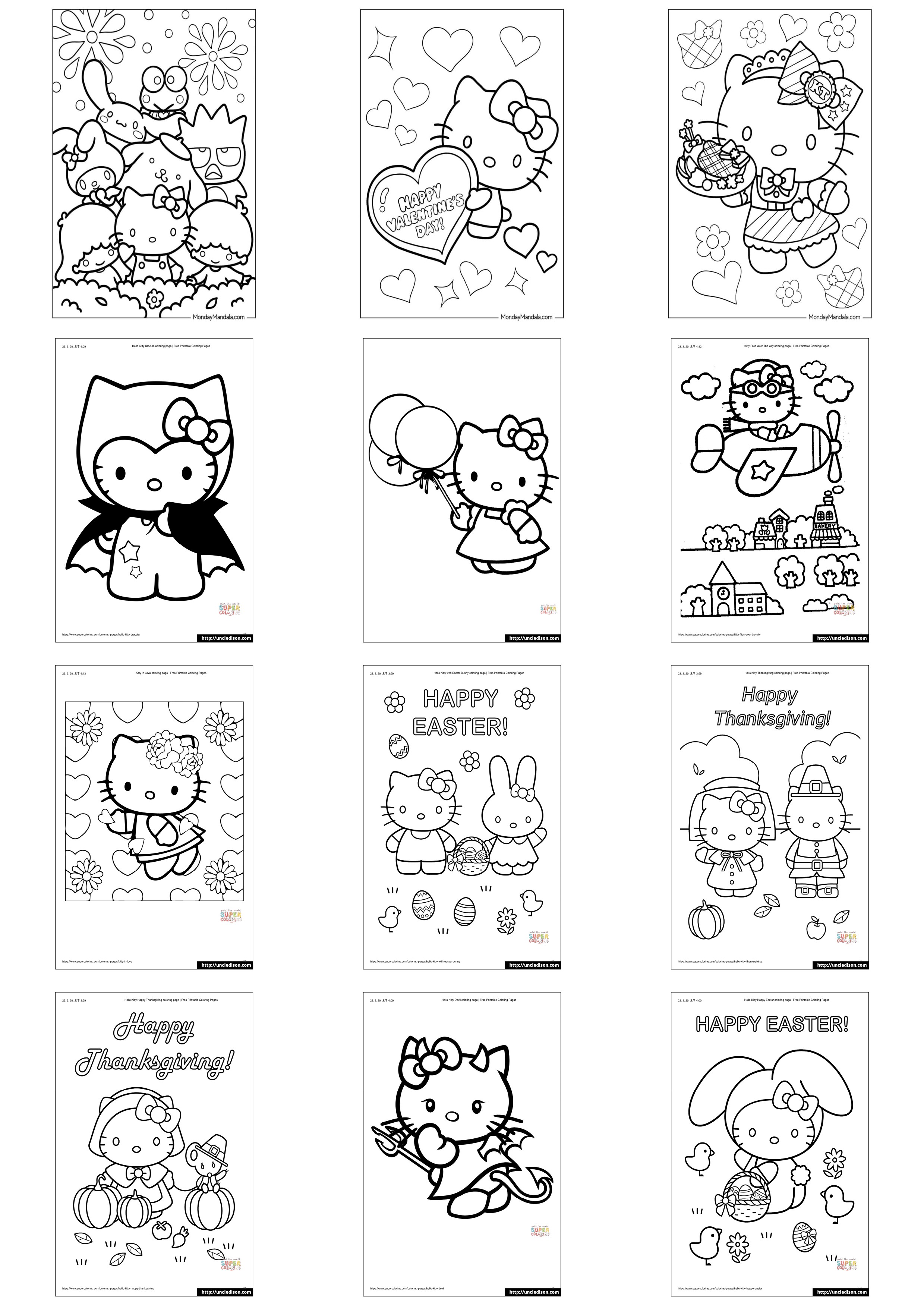 헬로키티 색칠공부 도안