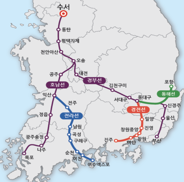 SRT 운행노선도