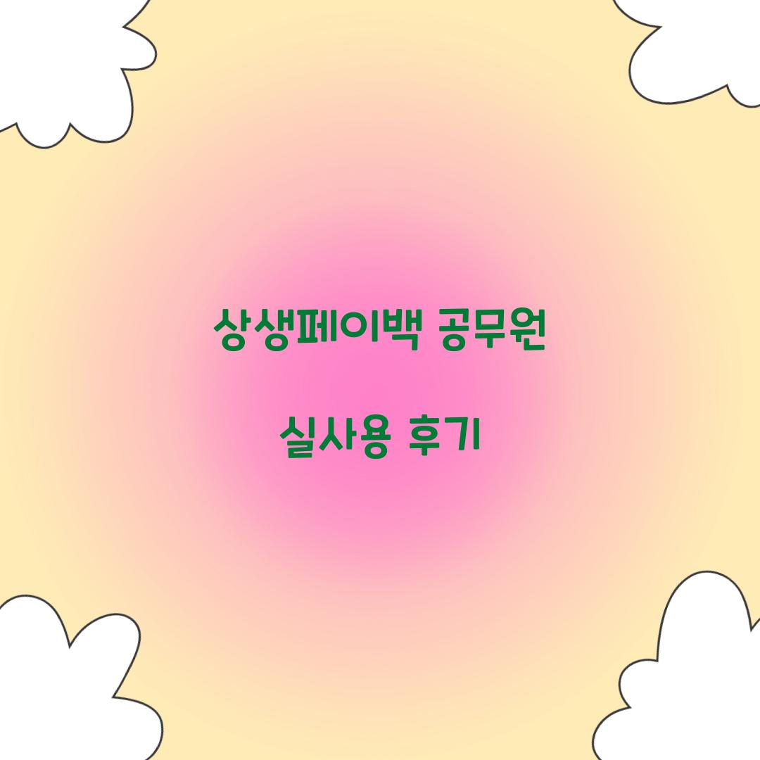 상생페이백 공무원 실사용 후기