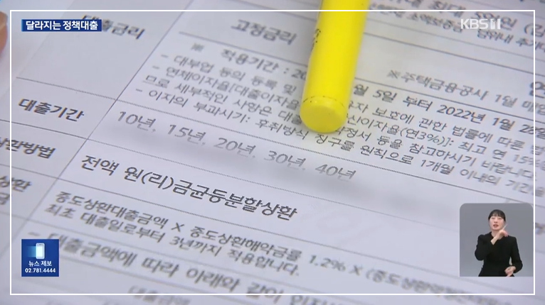 은행 주택대출관련 서류. 사진 kbs