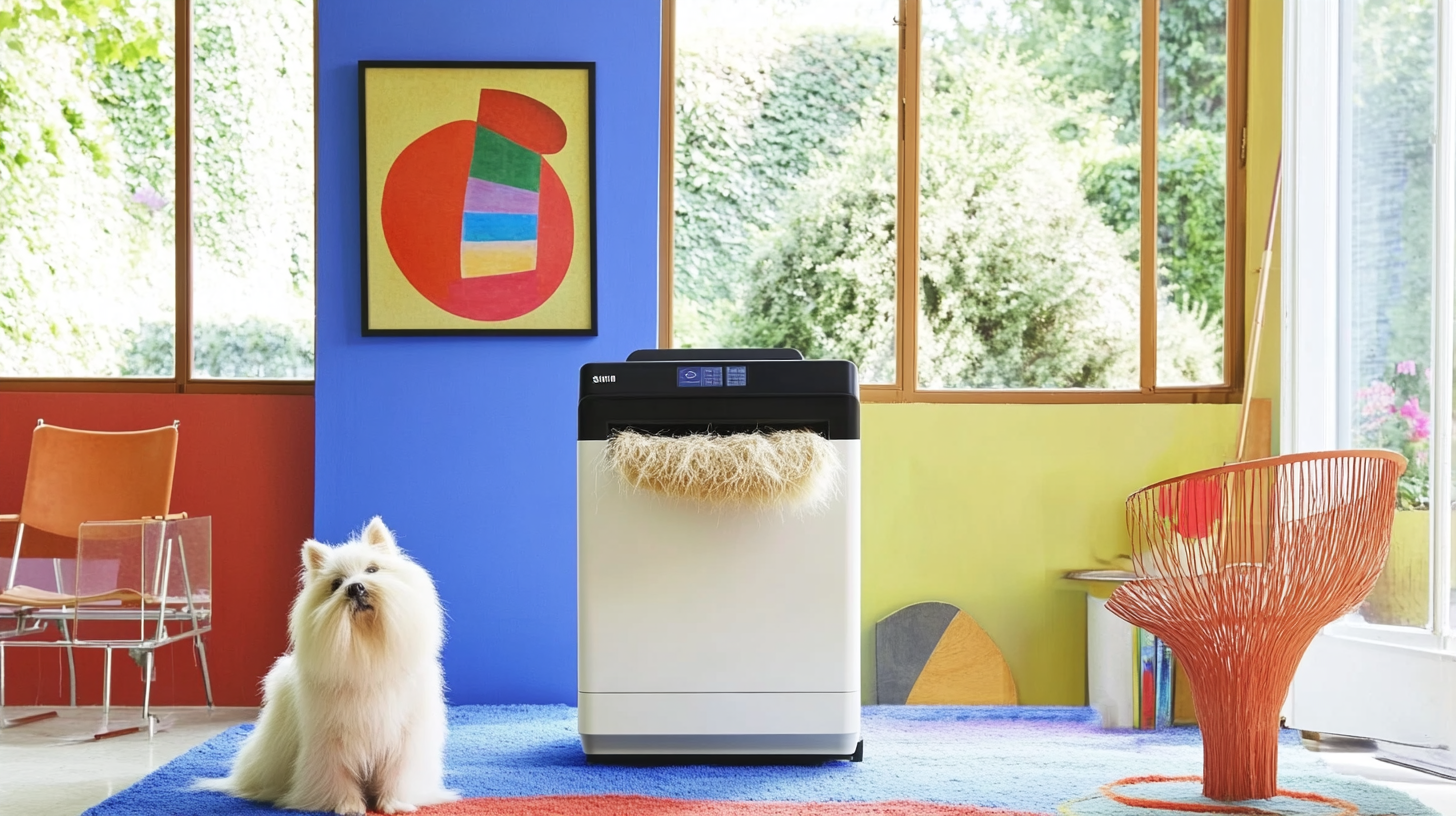 삼성 WF2420HCVVC 세탁기가 펫케어 기능을 보여주는 장면, 털과 알레르겐을 효과적으로 제거하는 모습