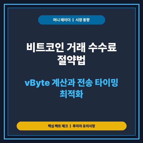 ₿ 1-9. 비트코인 거래 수수료 절약법 및 전송 비용 최적화 가이드 -