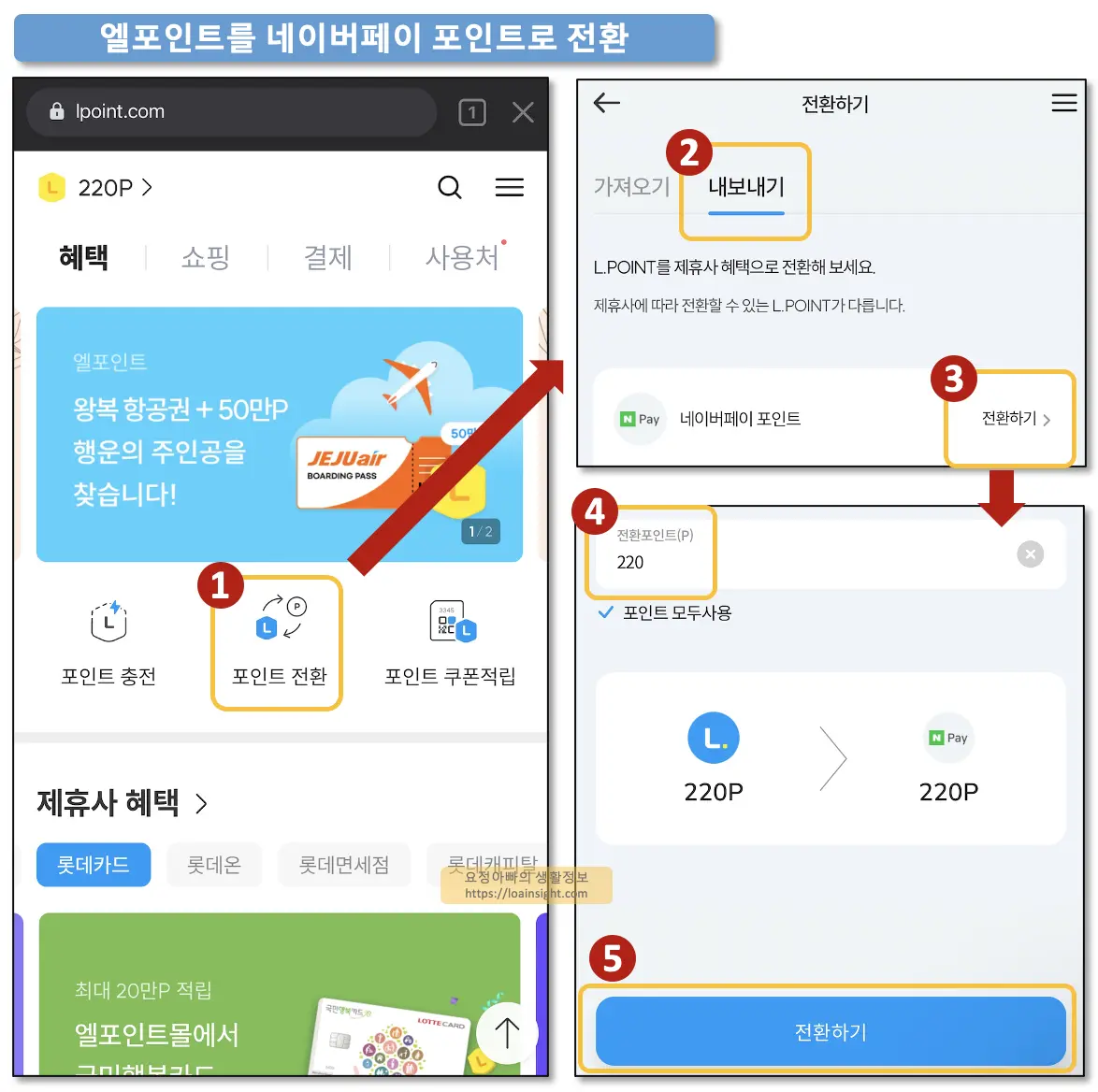 엘포인트 전환 네이버포인트로 보내기