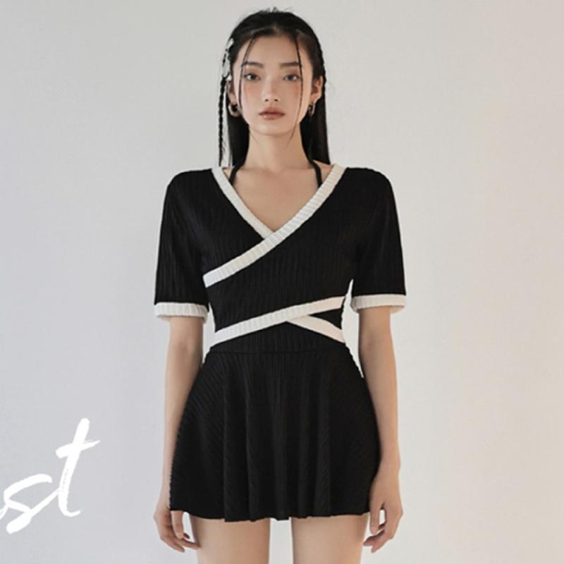 체형 뱃살 커버 치마 유교걸 여자 여성 빅사이즈 엄마 77 실내수영장 워터파크 반팔 수영복