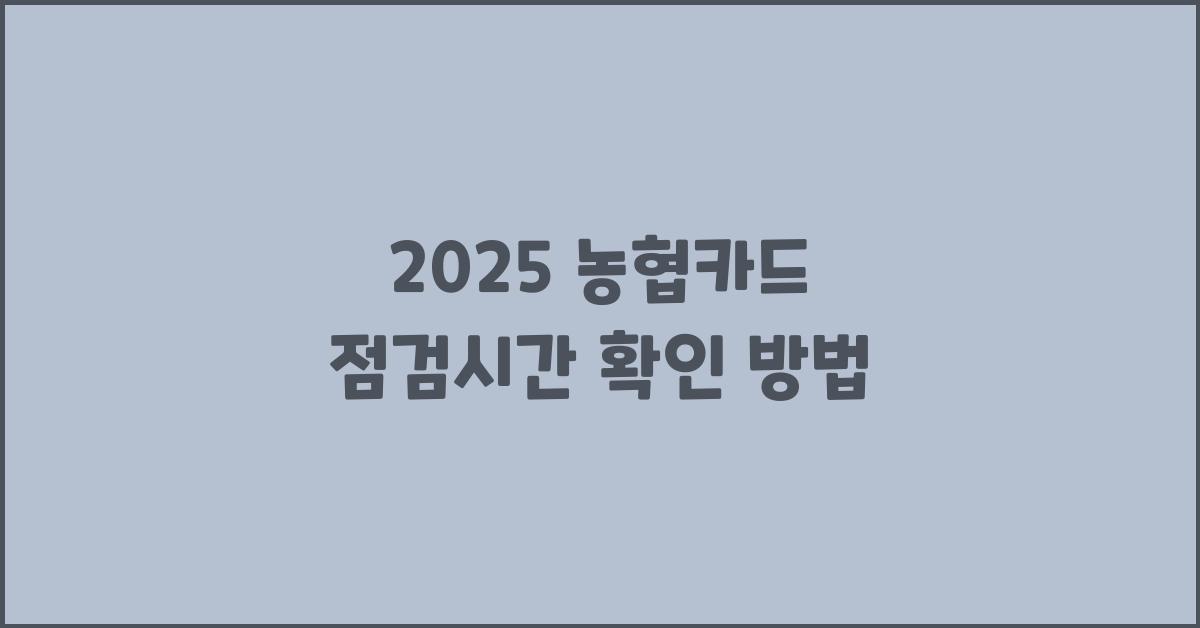 2025 농협카드 점검시간