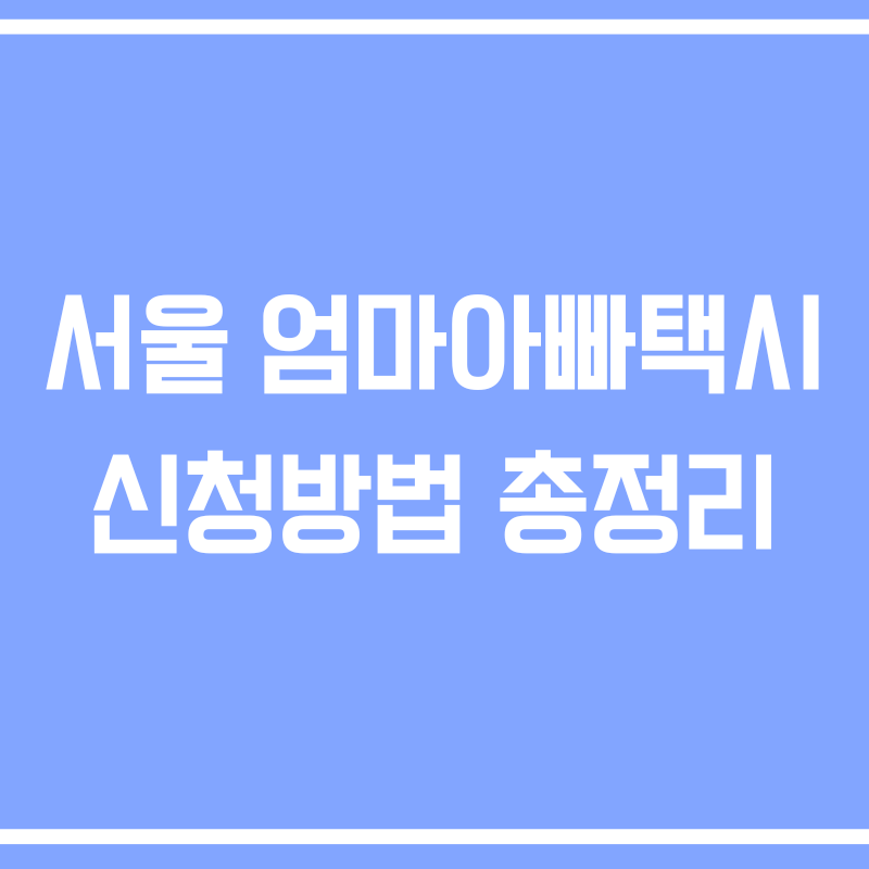 서울 엄마아빠택시 신청방법 총정리